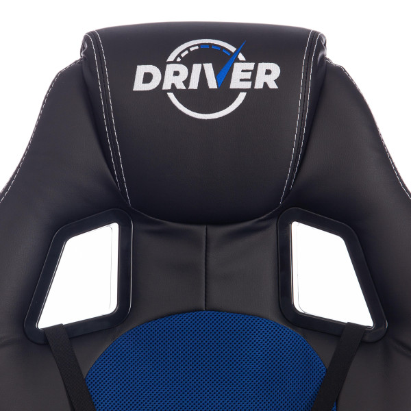 Кресло компьютерное «Driver» (Искусственная черная кожа + синяя сетка) фото № 6
