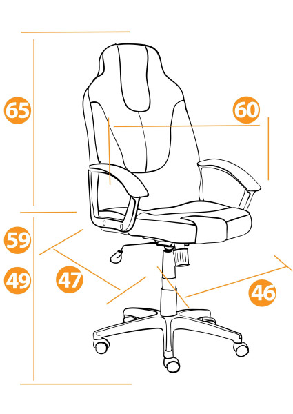 Кресло компьютерное «Neo 2» (Искусственная черная кожа + искусственная оранжевая кожа) фото № 14