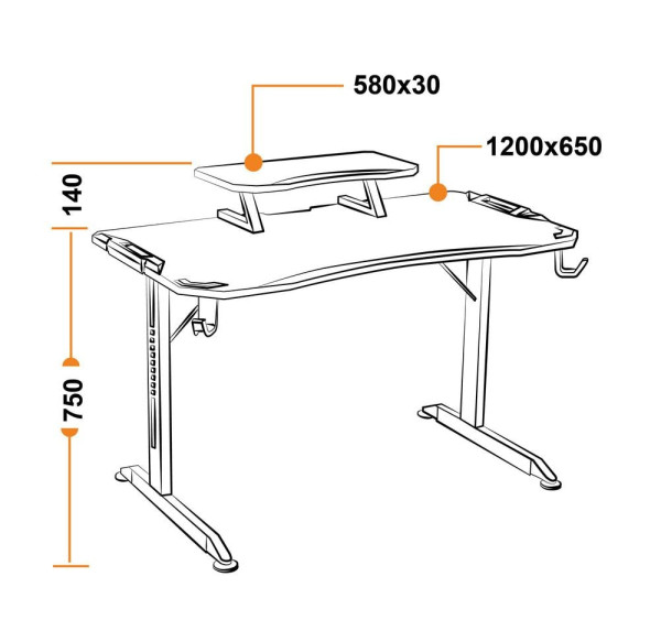 Стол компьютерный «Cyber-4» (чёрный/красный) фото № 6
