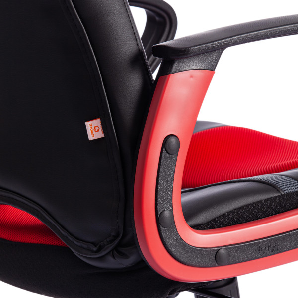 Кресло компьютерное «Ранер» (Runner) (Искусственная черная кожа + красная сетка) фото № 16