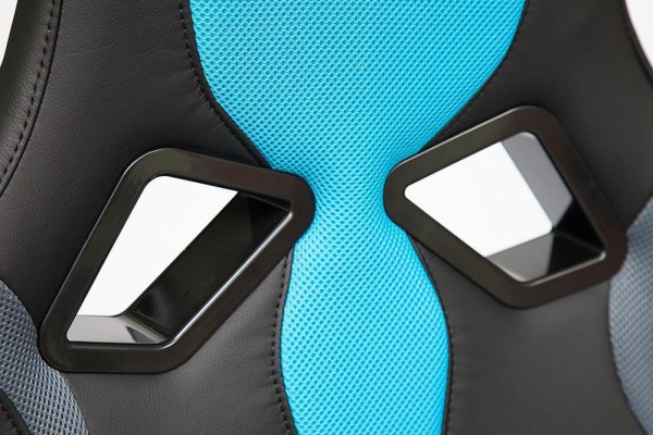 Кресло компьютерное «Ранер» (Runner blue) (Искусственная черная кожа + голубая сетка) фото № 10