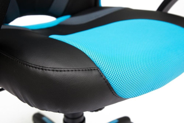Кресло компьютерное «Ранер» (Runner blue) (Искусственная черная кожа + голубая сетка) фото № 6