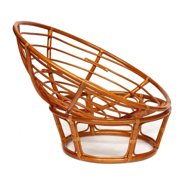 Кресло из ротанга «Папасан» (Papasan 23/01 Cognac коньяк) + Подушка (ткань оранжевый) фото № 6