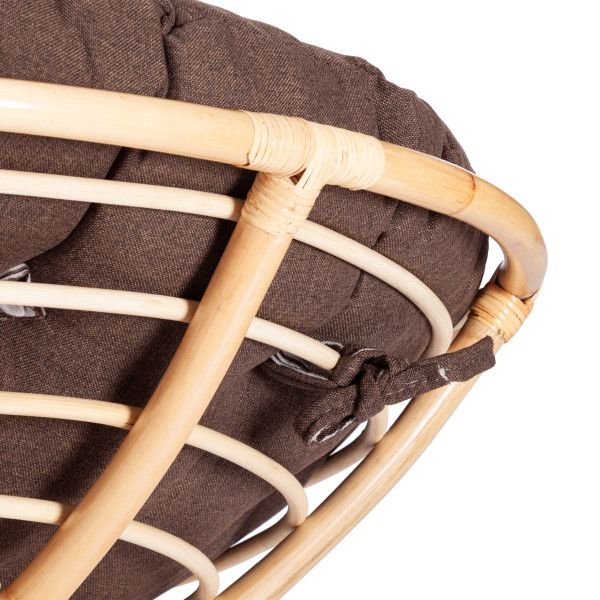 Кресло из ротанга «Папасан» (Papasan 23/01 Natural натуральный) + Подушка (ткань коричневая) фото № 9
