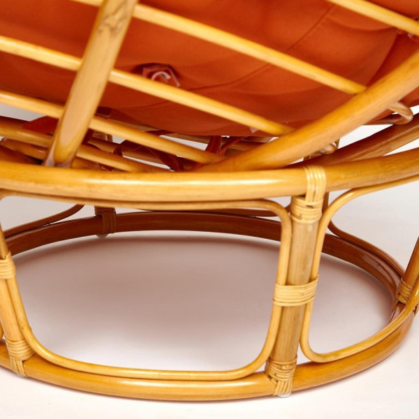 Кресло из ротанга «Папасан» (Papasan 23/01 Honey мёд) + Подушка (ткань оранжевая) фото № 4