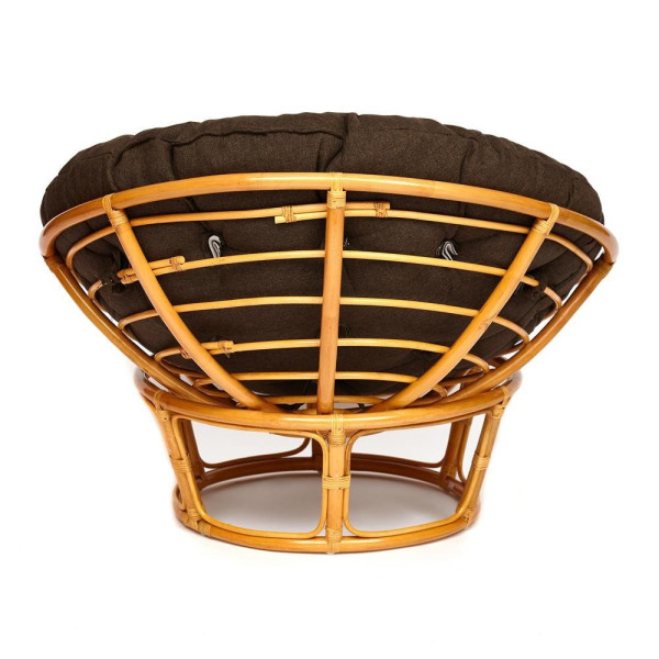 Кресло из ротанга «Папасан» (Papasan 23/01 Honey мёд) + Подушка (ткань коричневая) фото № 3