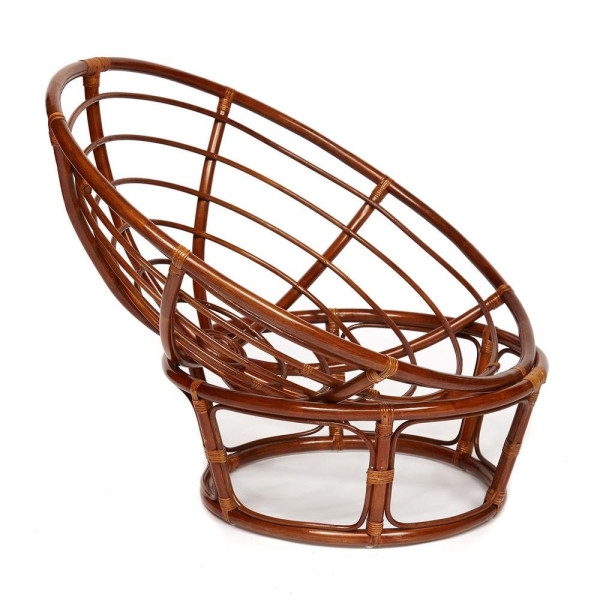 Кресло из ротанга «Папасан» (Papasan 23/01 Pecan орех) + Подушка (ткань коричневая) фото № 3