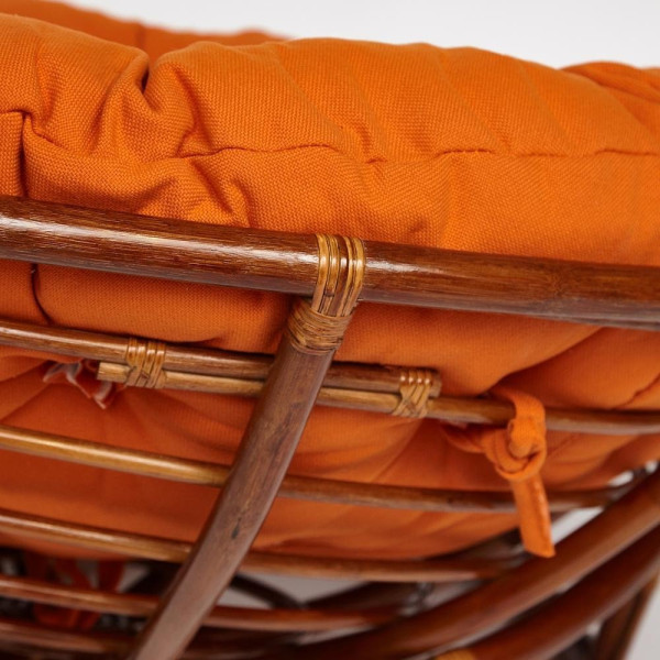 Кресло из ротанга «Папасан» (Papasan 23/01 Pecan орех) + Подушка (ткань оранжевая) фото № 4