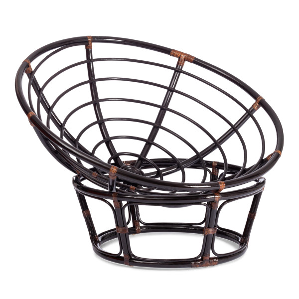 Кресло из ротанга «Папасан» (Papasan 23/01 Antique brown античный чёрно-коричневый) + Подушка (ткань оранжевая) фото № 7