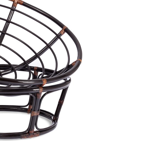 Кресло из ротанга «Папасан» (Papasan 23/01 Antique brown античный чёрно-коричневый) + Подушка (ткань оранжевая) фото № 12