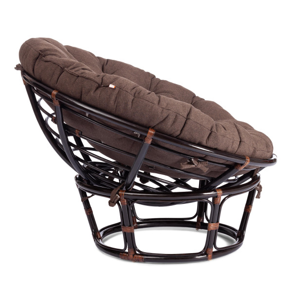 Кресло из ротанга «Папасан» (Papasan 23/01 Antique brown античный чёрно-коричневый) + Подушка (ткань коричневая) фото № 2