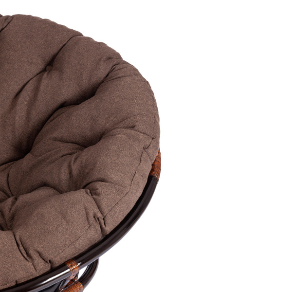 Кресло из ротанга «Папасан» (Papasan 23/01 Antique brown античный чёрно-коричневый) + Подушка (ткань коричневая) фото № 7