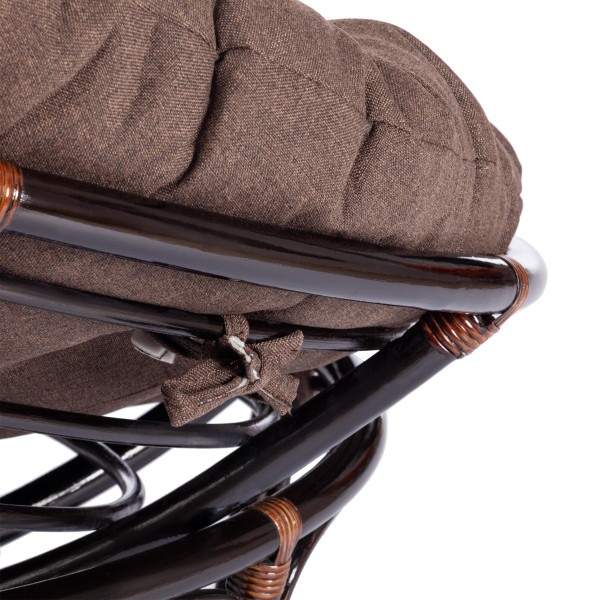 Кресло из ротанга «Папасан» (Papasan 23/01 Antique brown античный чёрно-коричневый) + Подушка (ткань коричневая) фото № 9