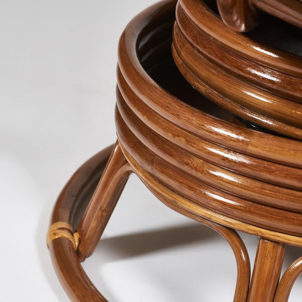 Кресло-качалка плетёное из ротанга «Папасан» (Papasan 23/01B Pecan орех) + Подушка (ткань оранжевая) фото № 4