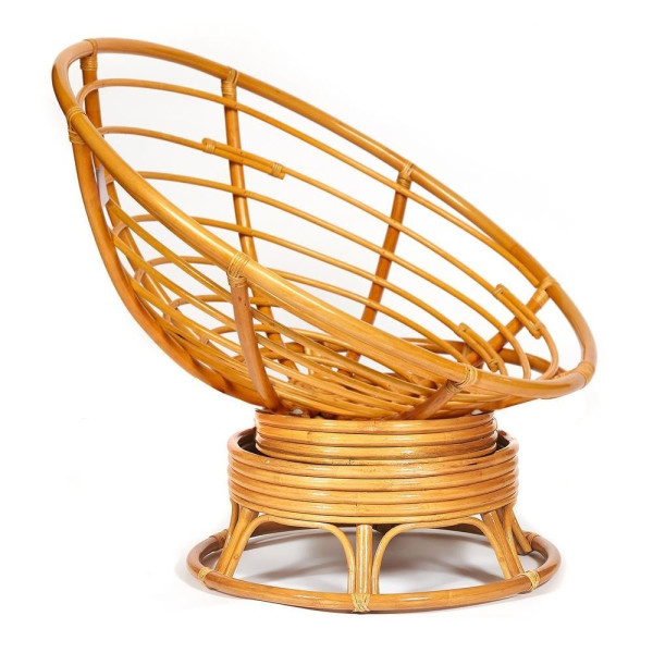 Кресло-качалка плетёное из ротанга «Папасан» (Papasan 23/01B Honey мёд) + Подушка (ткань оранжевая) фото № 2