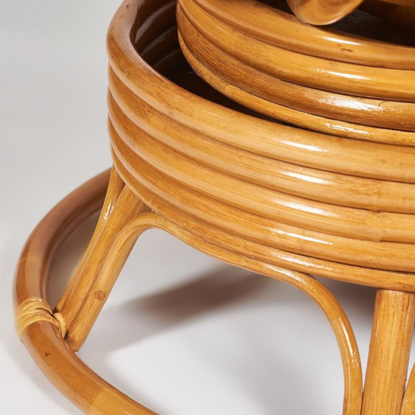 Кресло-качалка плетёное из ротанга «Папасан» (Papasan 23/01B Honey мёд) + Подушка (ткань оранжевая) фото № 5