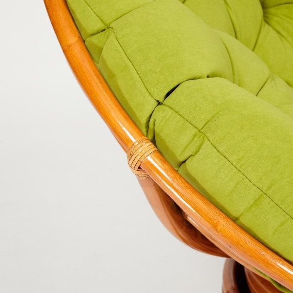 Кресло-качалка плетёное из ротанга «Папасан» (Papasan 23/01B Cognac коньяк) + Подушка (флок олива) фото № 4