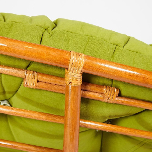 Кресло-качалка плетёное из ротанга «Папасан» (Papasan 23/01B Cognac коньяк) + Подушка (флок олива) фото № 9