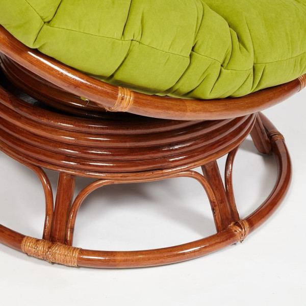 Кресло-качалка плетёное из ротанга «Папасан» (Papasan 23/01B Pecan орех) + Подушка (флок олива) фото № 3