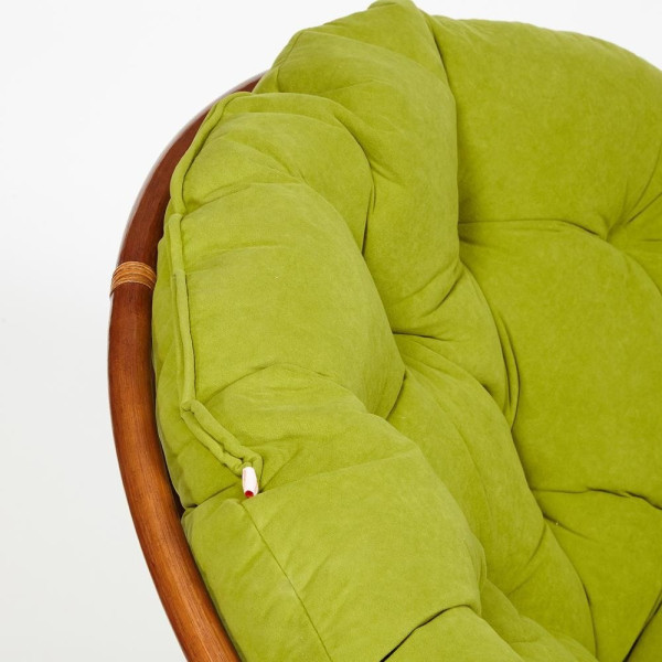 Кресло-качалка плетёное из ротанга «Папасан» (Papasan 23/01B Pecan орех) + Подушка (флок олива) фото № 4