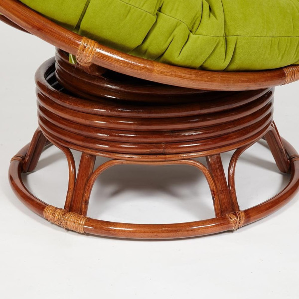 Кресло-качалка плетёное из ротанга «Папасан» (Papasan 23/01B Pecan орех) + Подушка (флок олива) фото № 6