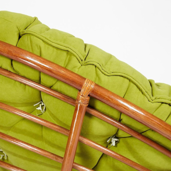 Кресло-качалка плетёное из ротанга «Папасан» (Papasan 23/01B Pecan орех) + Подушка (флок олива) фото № 8