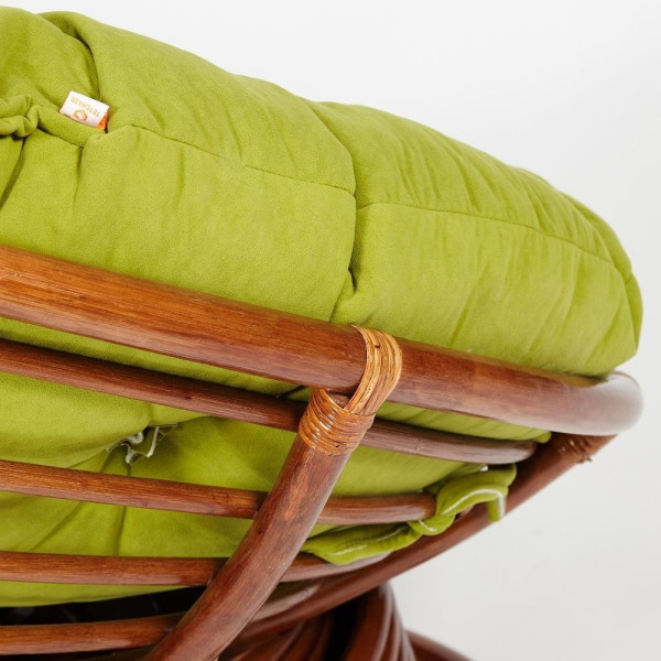 Кресло-качалка плетёное из ротанга «Папасан» (Papasan 23/01B Pecan орех) + Подушка (флок олива) фото № 9