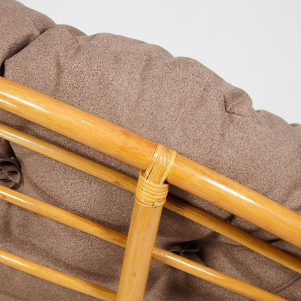 Кресло-качалка плетёное из ротанга «Папасан» (Papasan 23/01B Honey мёд) + Подушка (экошерсть коричневая) фото № 7