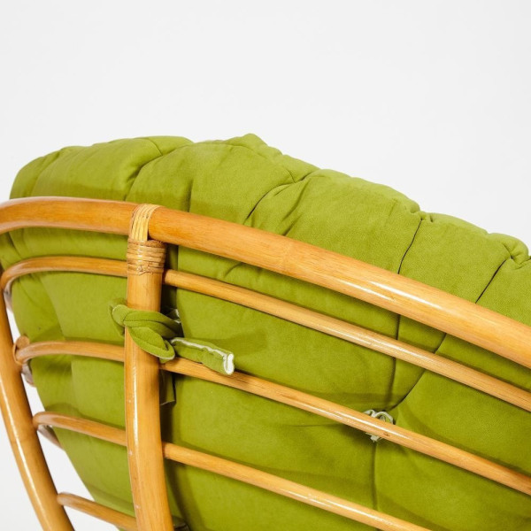 Кресло-качалка плетёное из ротанга «Папасан» (Papasan 23/01B Honey мёд) + Подушка (флок олива) фото № 6