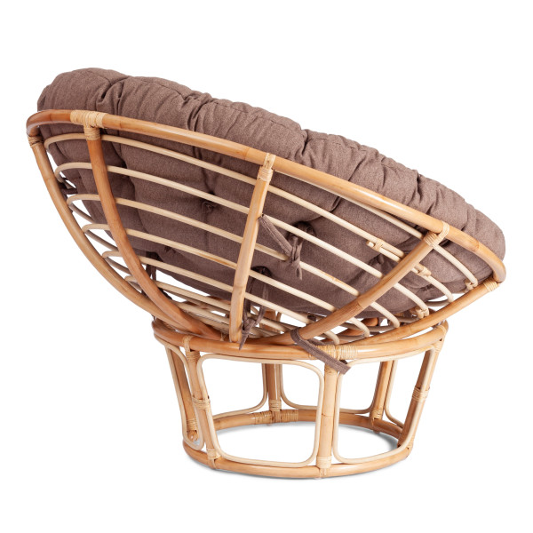 Кресло из ротанга «Папасан» (Papasan 23/01 Natural натуральный) + Подушка (экошерсть коричневая) фото № 3