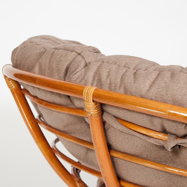 Кресло из ротанга «Папасан» (Papasan 23/01 Cognac коньяк) + Подушка (экошерсть коричневая) фото № 3