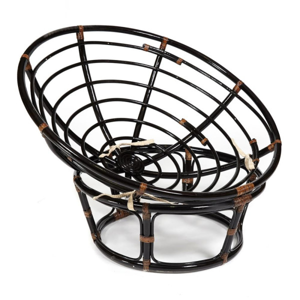 Кресло из ротанга «Папасан» (Papasan 23/01 Antique brown античный чёрно-коричневый) + Подушка (экошерсть коричневая) фото № 6