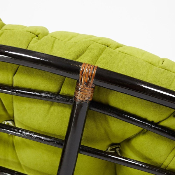 Кресло из ротанга «Папасан» (Papasan 23/01 Antique brown античный чёрно-коричневый) + Подушка (флок олива) фото № 7