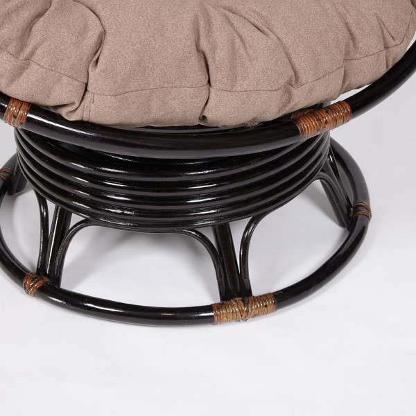 Кресло-качалка плетёное из ротанга «Папасан» (Papasan 23/01B Antique brown античный чёрно-коричневый) + Подушка (экошерсть коричневая) фото № 3