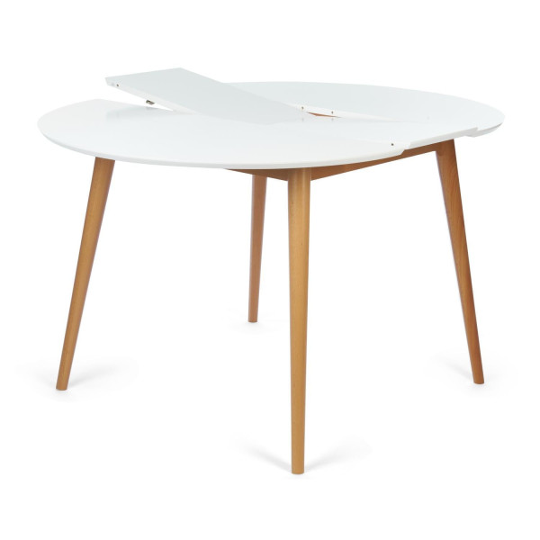 Стол круглый раскладной обеденный «Bosco» (белый+натуральный) фото № 5