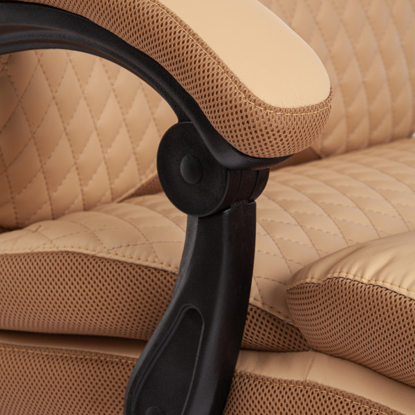 Кресло CHIEF (кож/зам/ткань, бежевый/бронза, 36-34/21) фото № 9