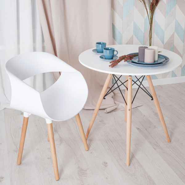 Стол CINDY NEXT (mod.80-MDF) (белый/натуральный, d 70 см) фото № 6