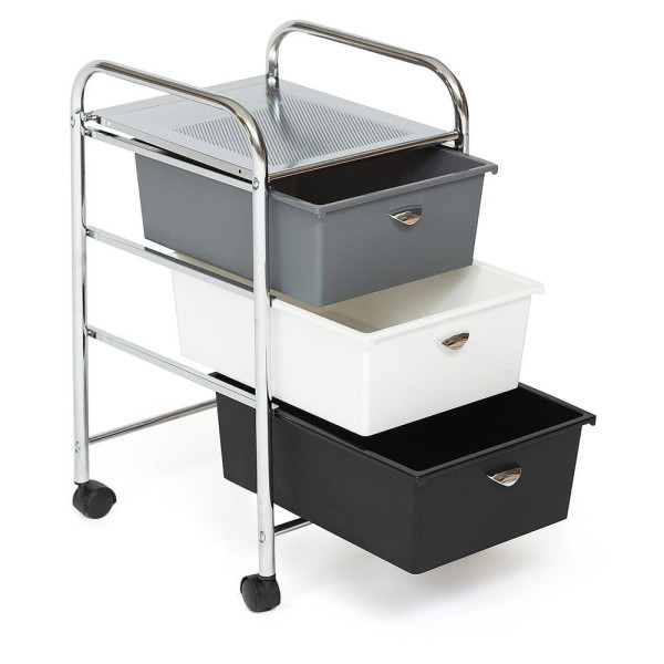Столик c 3 ящиками для хранения NY-3296-3 (хром, черный/белый) фото № 2