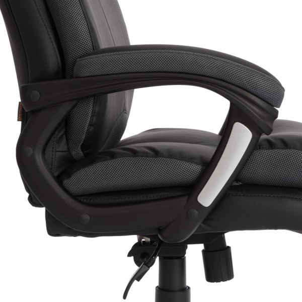 Кресло офисное TetChair «Duke» (Искусств. чёрн. кожа + серая сетка) фото № 10