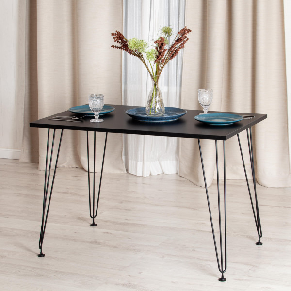 Стол STAR ЛДСП/металл, 110х70х75 см, черный топ/черные ножки фото № 6