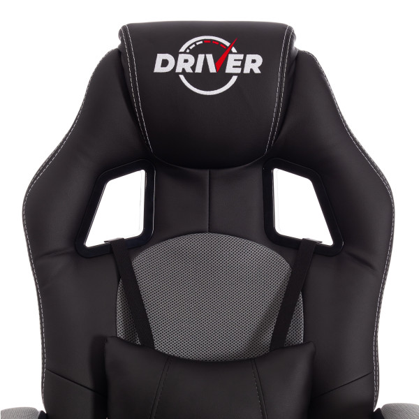 Кресло DRIVER (22) (кож/зам/ткань, черный/серый, 36-6/TW-12) фото № 7