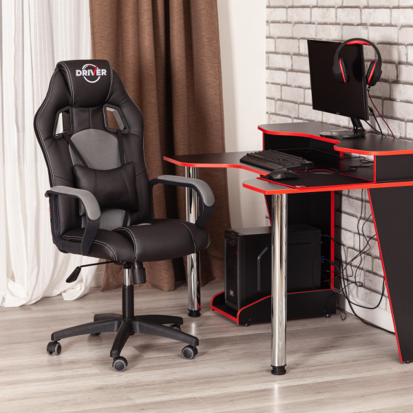 Кресло DRIVER (22) (кож/зам/ткань, черный/серый, 36-6/TW-12) фото № 19