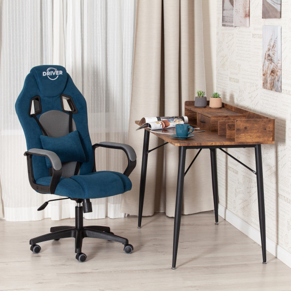 Кресло DRIVER (22) (флок/ткань, синий/серый, 32/TW-12) фото № 17