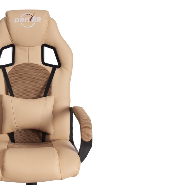 Кресло DRIVER (22) (кож/зам/ткань, бежевый/бронза, 36-34/TW-21) фото № 6