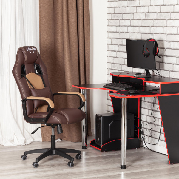 Кресло DRIVER (22) (кож/зам/ткань, коричневый/бронза, 36-36/TW-21) фото № 20