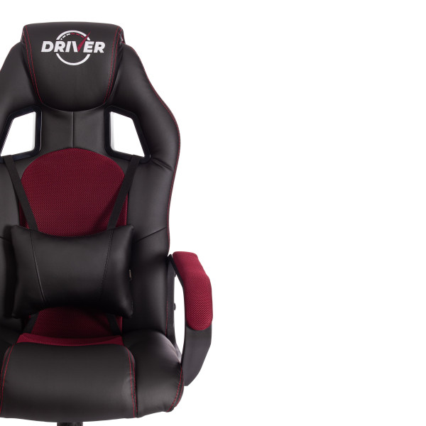 Кресло DRIVER (22) (кож/зам/ткань, черный/бордо, 36-6/TW-13) фото № 6