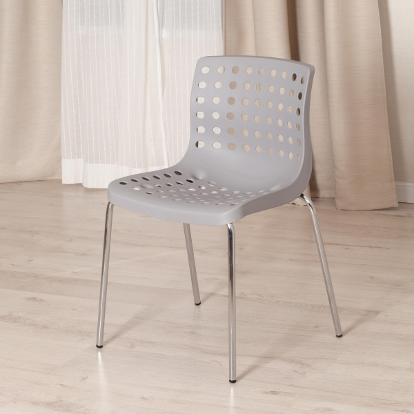 Стул SKALBERG (mod. C-084-A) металл/пластик, 46 х 56 х 79 см, Grey (серый) / Chrome (хром) фото № 11