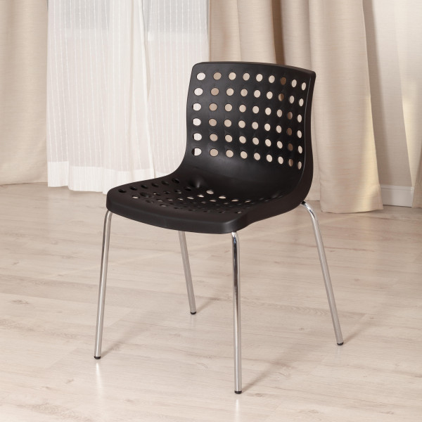 Стул SKALBERG (mod. C-084-A) металл/пластик, 46 х 56 х 79 см, Black (черный) / Chrome (хром) фото № 11