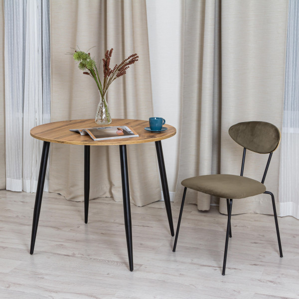 Стол URANUS ЛДСП/металл, 90x90x77 см, Дуб вотан/Черный фото № 6