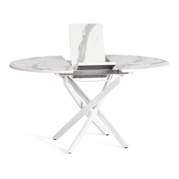 Стол MANZANA ЛДСП/HPL/металл, 100 х 100+30 х 75 см, Мрамор светлый/чёрный фото № 4